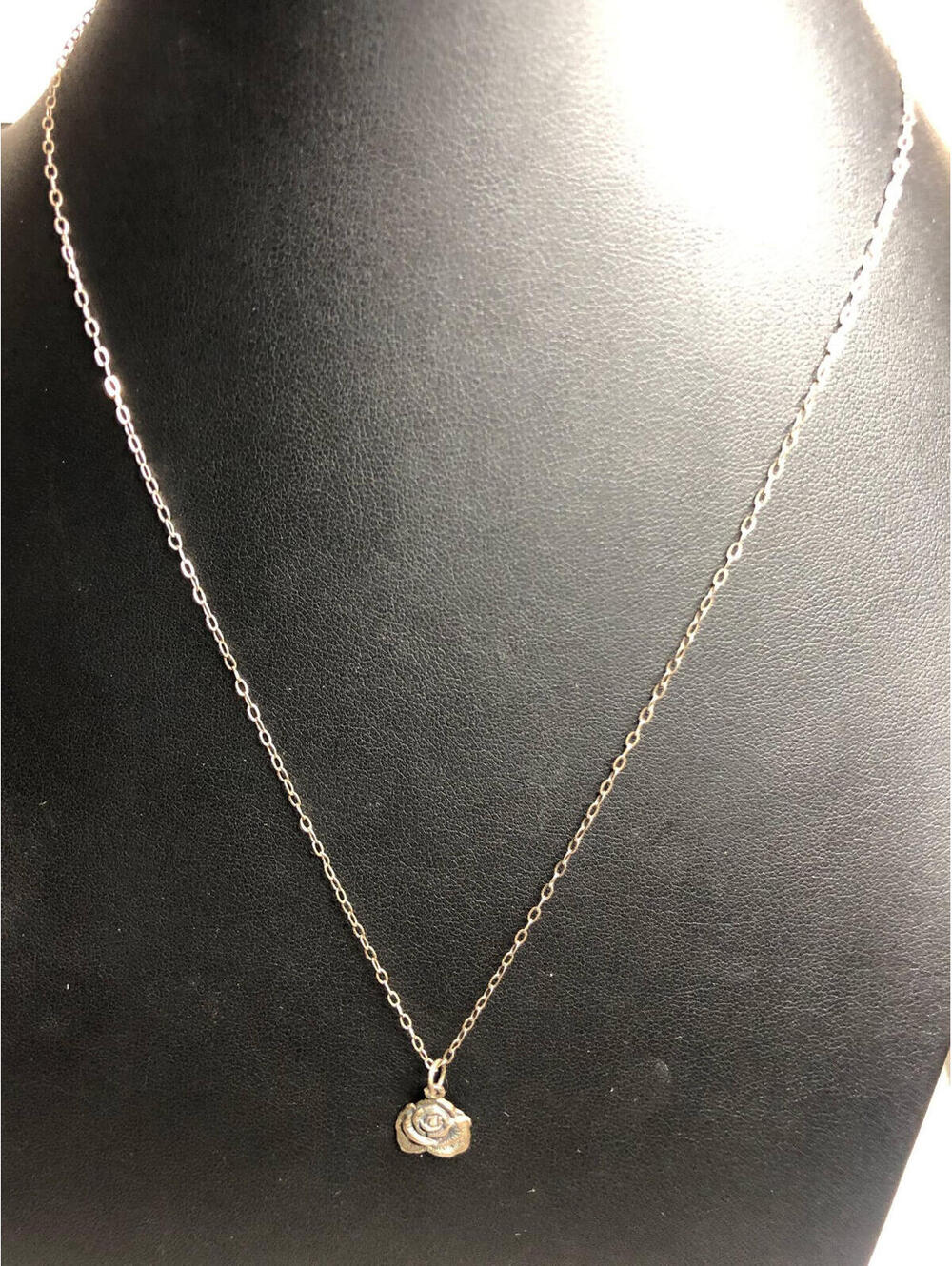 4787 Vintage oxidized SHUBE Sterling Signed $ 925 rose pendant Necklace 18" 1.7g - Picture 3 of 4